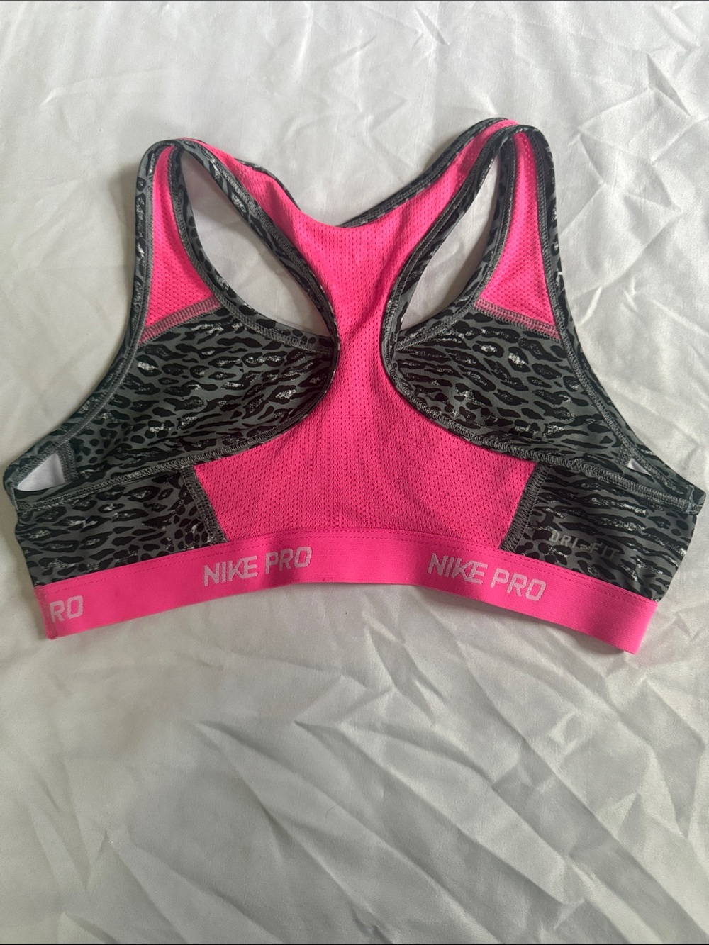 Nike Grey Animal-Print Sports Bra with Pink Band - Picture 3 of 3